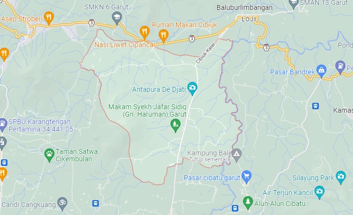 Peta Kecamatan Cibiuk Kabupaten Garut dari google maps