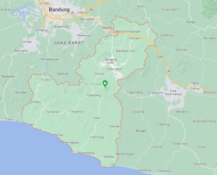 Peta Kabupaten Garut dari google maps